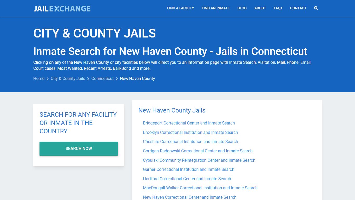 Inmate Search for New Haven County | Jails in Connecticut - Jail Exchange